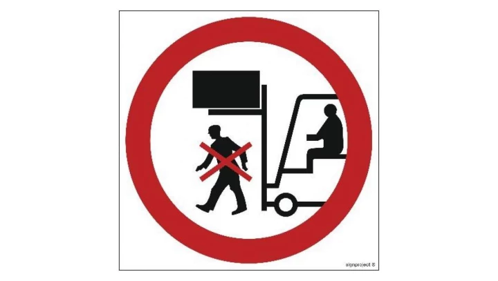 ZNAK - GB036 Zakaz przebywania pod ciężarem 10 x 10 cm FN - Folia samoprzylepna