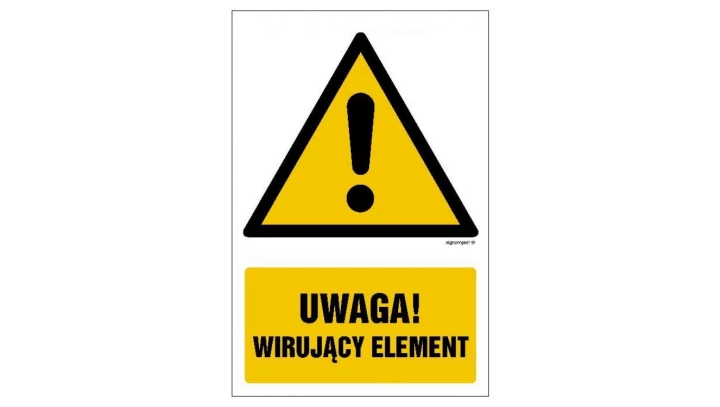 ZNAK - GF066 Uwaga! Wirujący element 20 x 30 cm FN - Folia samoprzylepna