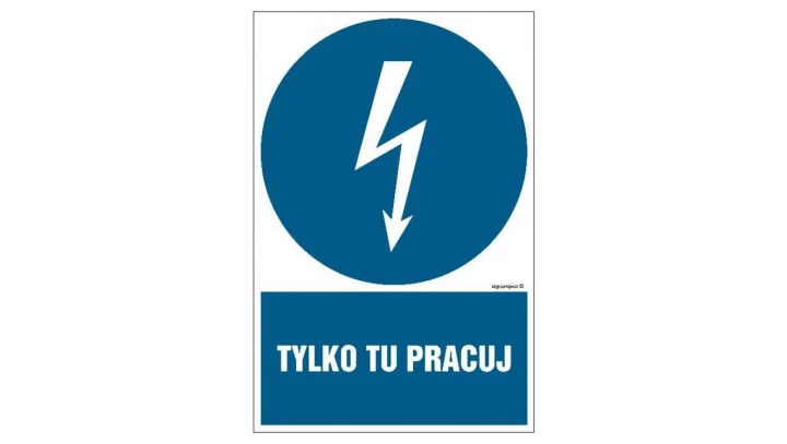 ZNAK - HE009 Tylko tu pracuj 20 x 30 cm PN - Płyta 1mm