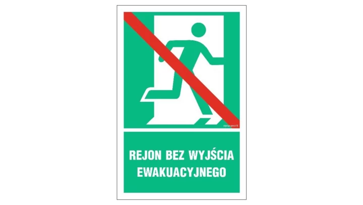 ZNAK - AC027 Rejon bez wyjścia ewakuacyjnego prawostronny 20 x 30 cm FS - Folia samoprzylepna foto.