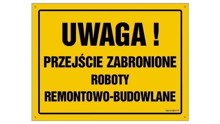 ZNAK - OA068 Dbaj o porządek na terenie budowy 30 x 21,5 cm BN - Płyta żółta 0,6mm