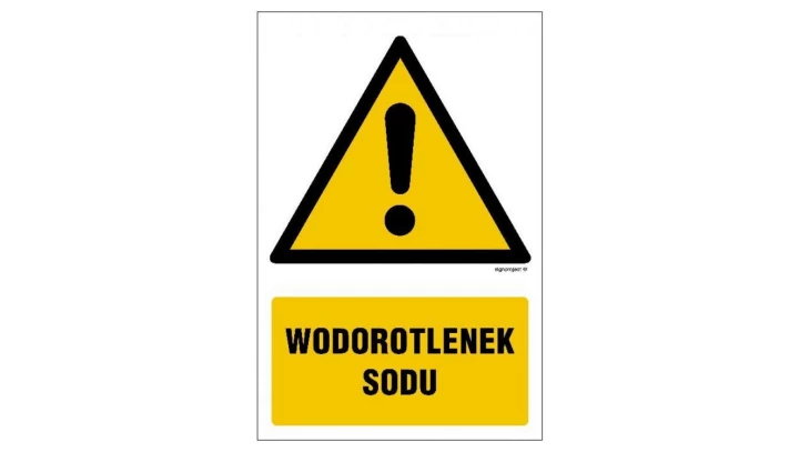 ZNAK - GF063 Wodorotlenek sodu 15 x 22,5 cm FS - Folia samoprzylepna foto.