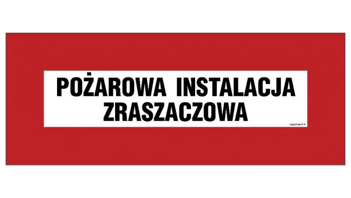 ZNAK - BC122 Pożarowa instalacja zraszaczowa 54 x 21 cm FS - Folia samoprzylepna foto.