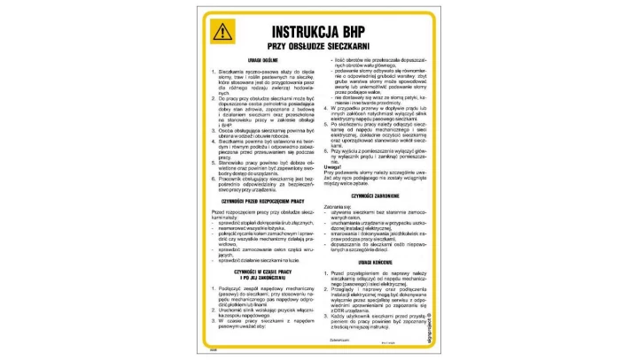 ZNAK - IAI08 Instrukcja BHP przy obsłudze sieczkarni 24,5 x 35 cm FN - Folia samoprzylepna