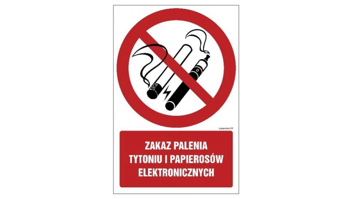 ZNAK - GC077 Zakaz palenia tytoniu i papierosów elektronicznych 50 x 75 cm PS - Płyta 1mm foto.