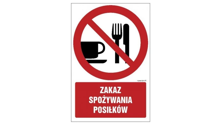 ZNAK - GC024 Zakaz spożywania posiłków 25 x 37,5 cm PN - Płyta 1mm