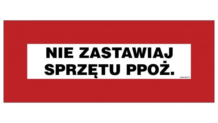 ZNAK - BC115 Nie zastawiaj sprzętu przeciwpożarowego 36 x 14 cm KN - Folia podłogowa