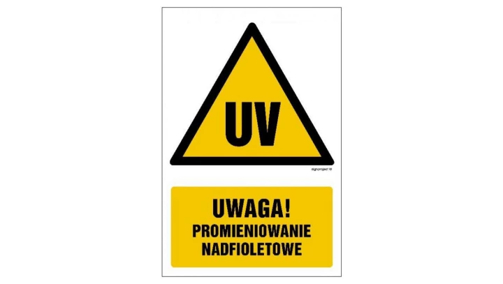 ZNAK - GF051 Uwaga promieniowanie nadfioletowe 30 x 45 cm KN - Folia podłogowa