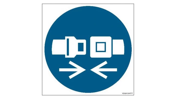 ZNAK - GJ020 Nakaz stosowania pasów bezpieczeństwa 20 x 20 cm KS - Folia podłogowa foto.