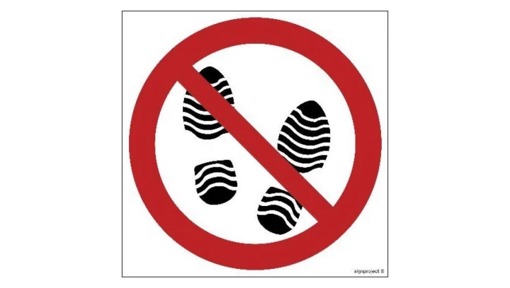 ZNAK - GB022 Zakaz deptania 35 x 35 cm KN - Folia podłogowa