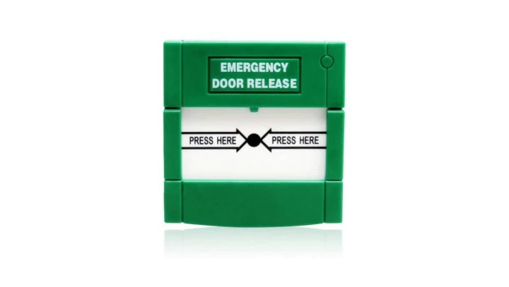 Przycisk wyjścia ewakuacyjnego 2xNO 2xNC 2xCOM, resetowalny, plastikowa osłona, plastikowa szybka Fox GREEN-P