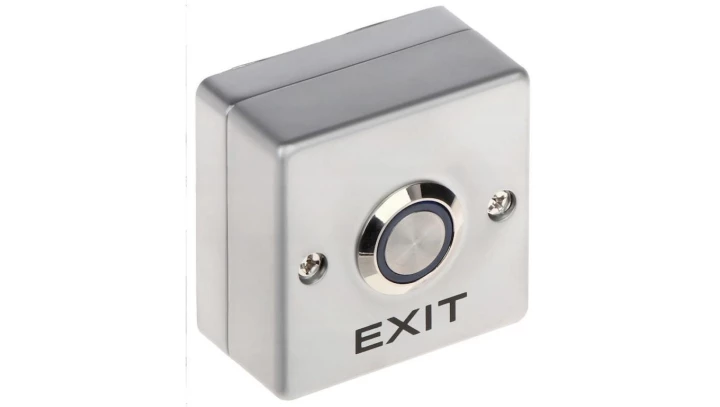 Natynkowy metalowy przycisk wyjścia z napisem EXIT ze stali nierdzewnej z podświetleniem LED Fox W53LED