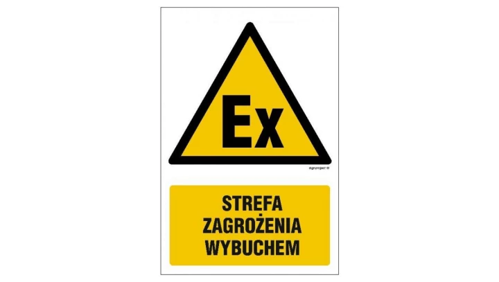 ZNAK - GF064 Strefa zagrożenia wybuchem 25 x 37,5 cm TS - Płyta TD foto.