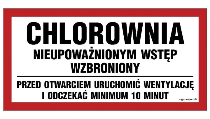 ZNAK - OA165 Chlorownia ... 60 x 30 cm FN - Folia samoprzylepna