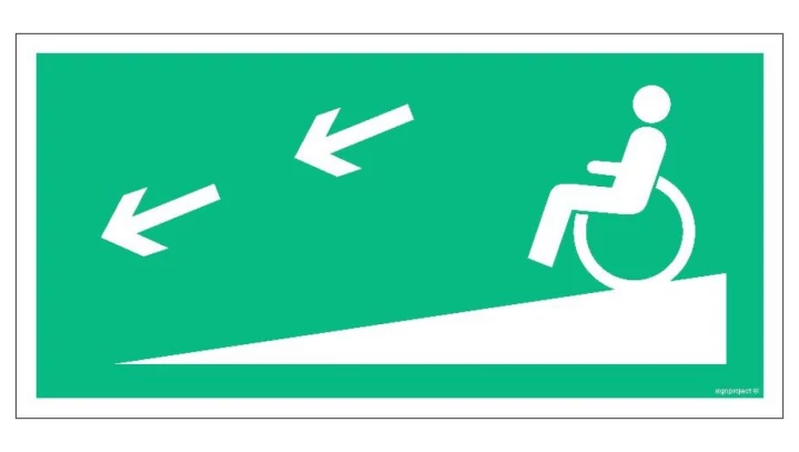 ZNAK - AC079 Droga ewakuacyjna dla niepełnosprawnych lewostronna 30 x 15 cm KS - Folia podłogowa foto.
