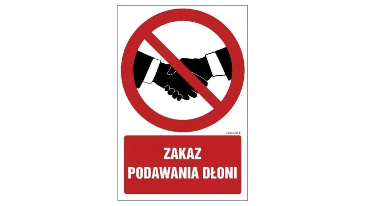 ZNAK - GC091 Zakaz podawania dłoni 30 x 45 cm KS - Folia podłogowa foto.