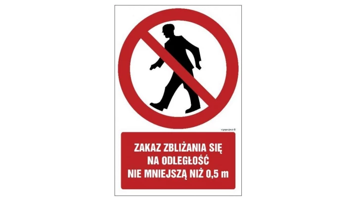 ZNAK - GC046 Zakaz zbliżania się na odległość nie mniejszą niż 0.5 m 30 x 45 cm KS - Folia podłogowa foto.