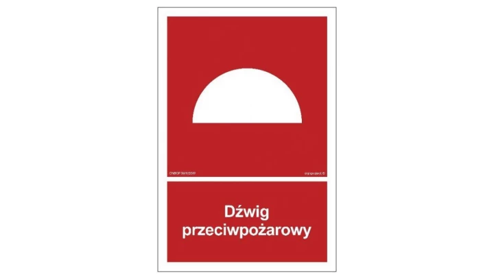 ZNAK - BB009 Dźwig przeciwpożarowy 40 x 59,4 cm FN - Folia samoprzylepna