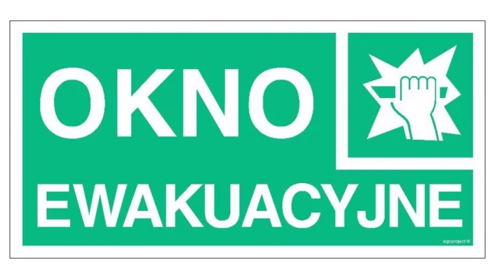 ZNAK - AC007 Okno ewakuacyjne 60 x 30 cm TS - Płyta TD foto.