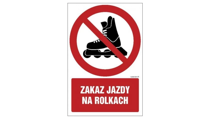 ZNAK - GC054 Zakaz jazdy na rolkach 10 x 15 cm PN - Płyta 1mm