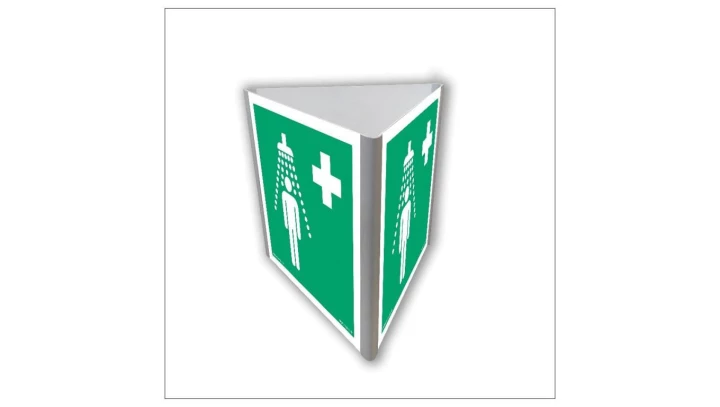 ZNAK - AE812 Prysznic bezpieczeństwa (3D dościenny) 50 x 50 cm PN - Płyta 1mm