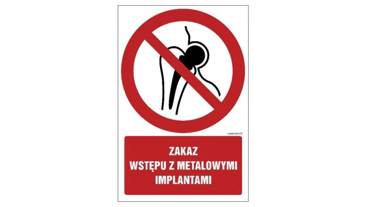 ZNAK - GC069 Zakaz wstępu zmetalowymi przedmiotami 50 x 75 cm FN - Folia samoprzylepna