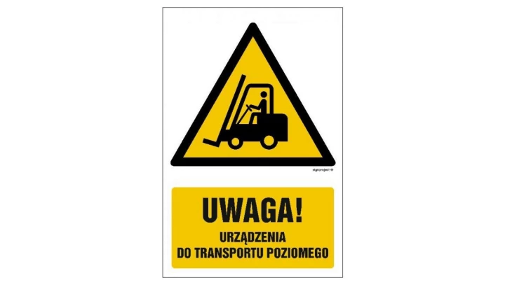 ZNAK - GF013 Uwaga - urządzenie do transportu poziomego 10 x 15 cm PS - Płyta 1mm foto.