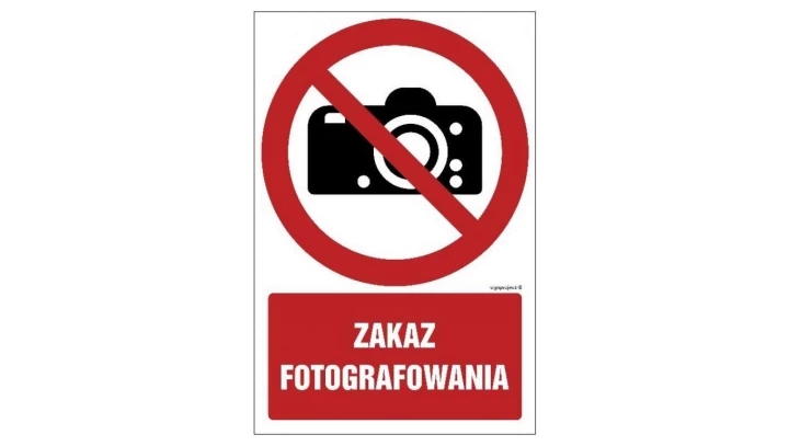 ZNAK - GC028 Zakaz fotografowania - opakowanie 10 sztuk 5 x 7,5 cm KS - Folia podłogowa foto.