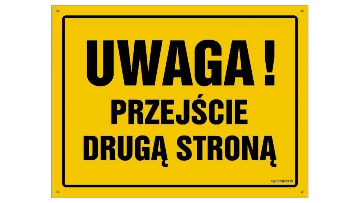 ZNAK - OA002 Uwaga! Objazd 30 x 21,5 cm BN - Płyta żółta 0,6mm