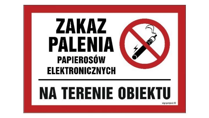 ZNAK - NC087 Zakaz palenia papierosów elektronicznych na terenie obiektu 30 x 20 cm FN - Folia samoprzylepna