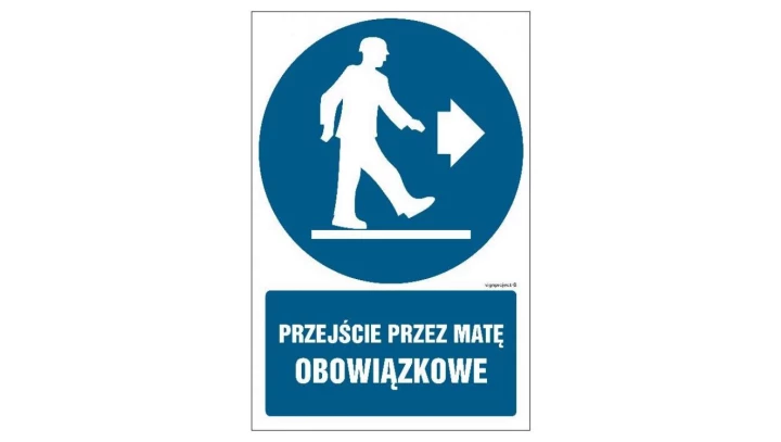 ZNAK - GL033 Przejście przez matę obowiązkowe 15 x 22,5 cm FN - Folia samoprzylepna
