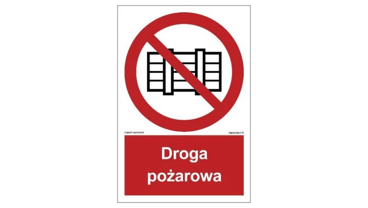 ZNAK - BB001 Nie zastawiać - droga pożarowa 50 x 74 cm TS - Płyta TD foto.