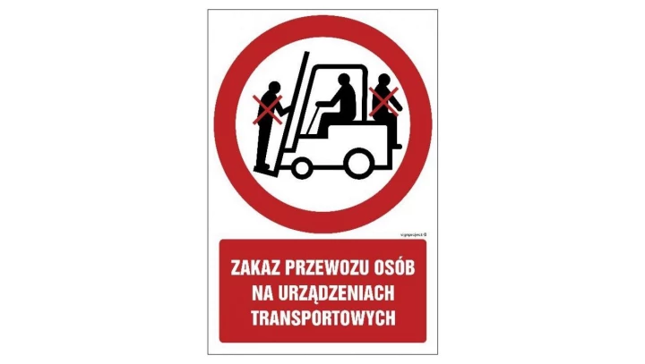 ZNAK - GC015 Zakaz jazdy na urządzeniach transportowych 70 x 105 cm KS - Folia podłogowa foto.