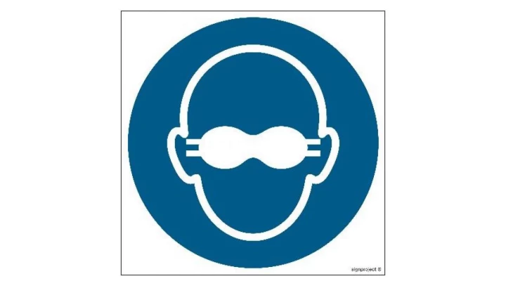 ZNAK - GJ007 Nakaz stosowania przyciemnianych gogli ochronnych 10 x 10 cm KN - Folia podłogowa