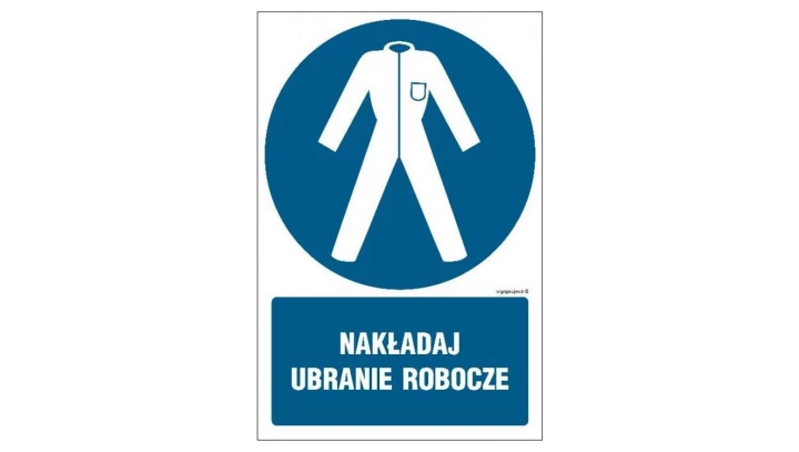 ZNAK - GL039 Nakładaj ubranie robocze 15 x 22,5 cm PN - Płyta 1mm