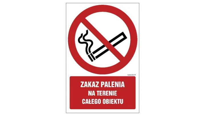 ZNAK - GC086 Zakaz palenia na terenie całego obiektu 35 x 52,5 cm KN - Folia podłogowa