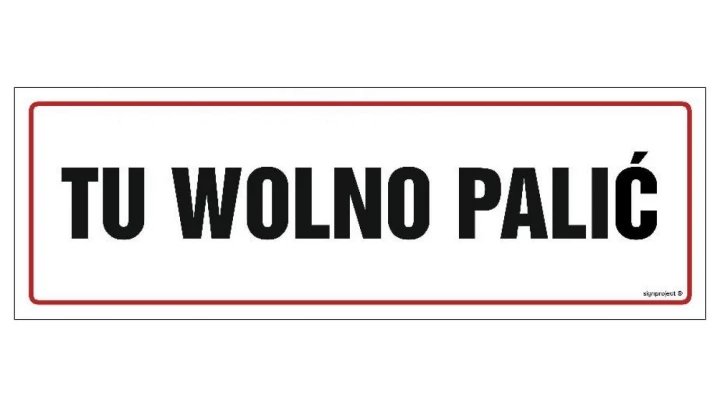 ZNAK - NC100 Tu wolno palić 75 x 25 cm FN - Folia samoprzylepna