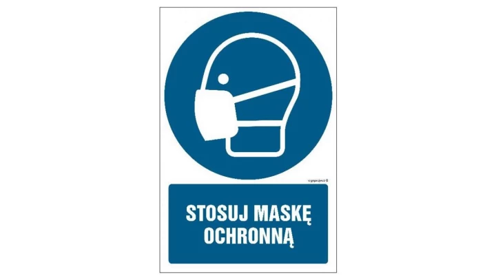 ZNAK - GL053 Stosuj maskę ochronną 30 x 45 cm FN - Folia samoprzylepna