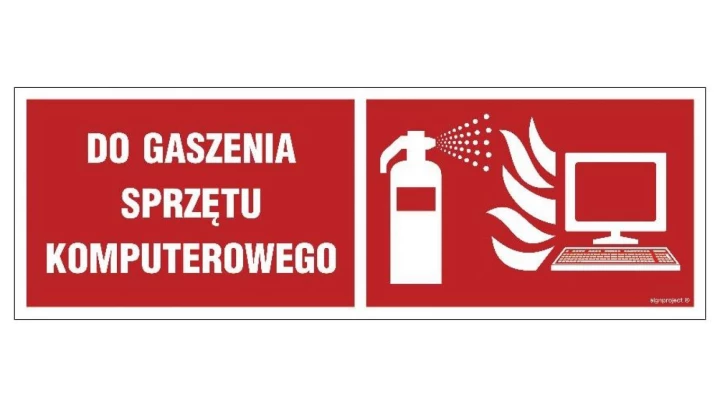 ZNAK - BC136 Gaśnica do gaszenia sprzętu komputerowego 36 x 14 cm FN - Folia samoprzylepna