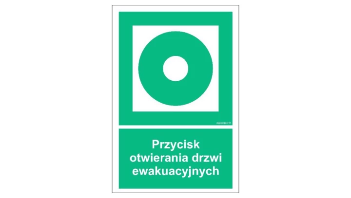 ZNAK - AC073 Przycisk otwierania drzwi ewakuacyjnych 20 x 30 cm FS - Folia samoprzylepna foto.