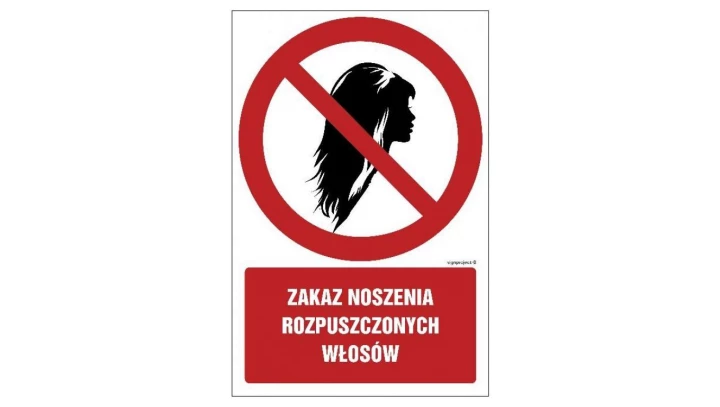 ZNAK - GC085 Zakaz noszenia rozpusczczonych włosów 15 x 22,5 cm KS - Folia podłogowa foto.