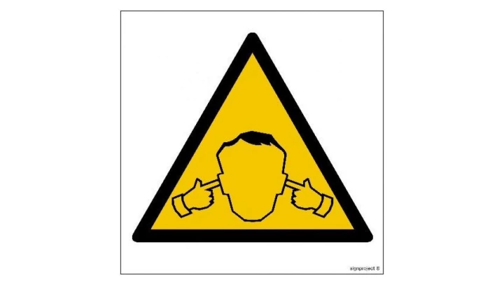 ZNAK - GE014 Uwaga! Hałas 50 x 50 cm FS - Folia samoprzylepna foto.