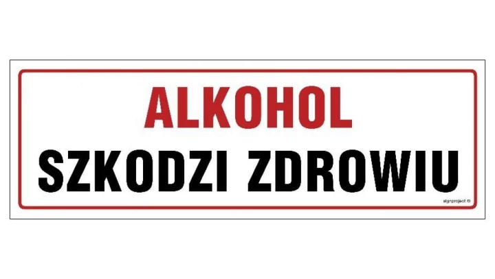 ZNAK - NC043 Alkohol szkodzi zdrowiu 45 x 15 cm FN - Folia samoprzylepna