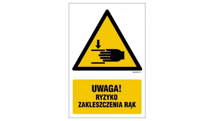 ZNAK - GF045 Uwaga ryzyko zakleszczenia rąk 35 x 52,5 cm KS - Folia podłogowa foto.