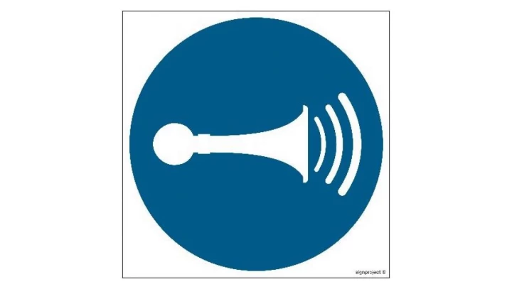ZNAK - GJ029 Nakaz używania sygnału dźwiękowego 20 x 20 cm KS - Folia podłogowa foto.