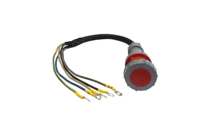 Przedłużacz / adapter elCORD IP67 1m H07RN-F 5G16 z gniazdem 63A-5P i końcówkami oczkowymi M12, 25466010