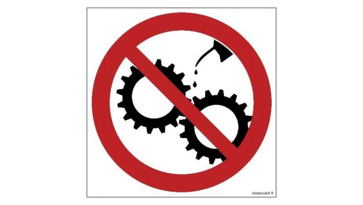 ZNAK - GB030 Zakaz smarowania urządzeń w ruchu 20 x 20 cm PN - Płyta 1mm