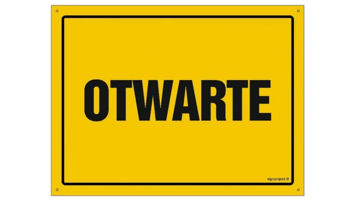 ZNAK - OA141 Otwarte 80 x 57 cm FN - Folia samoprzylepna