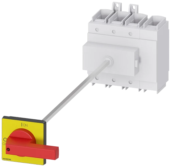 Rozłącznik główny/awaryjny 3P+N 250A 132kW AC23A 400V montaż na płycie z wałkiem pokrętło piórkowe 4 otwory 3LD2418-1TL13