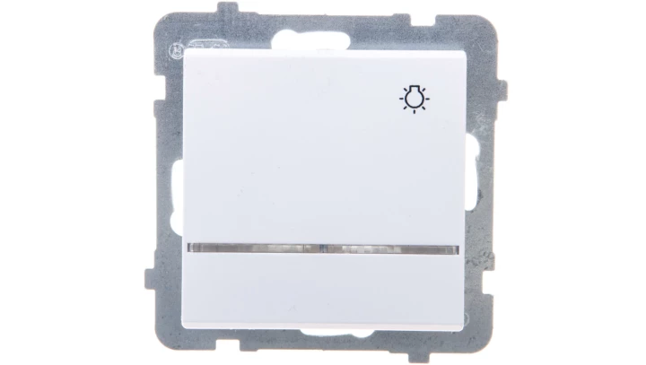 SONATA Łącznik zwierny światło z podświetleniem niebieskim biały mat ŁP-5RS/m/75